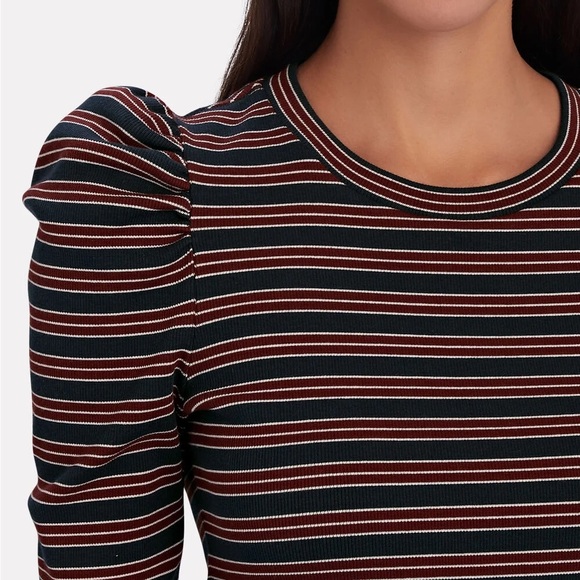 Veronica Beard Britney Puff-Sleeve Striped Top - Picture 4 of 8